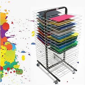 Art Storage Rack,40 Tier Floor Standing Metal Drying Rack,Mobile ...