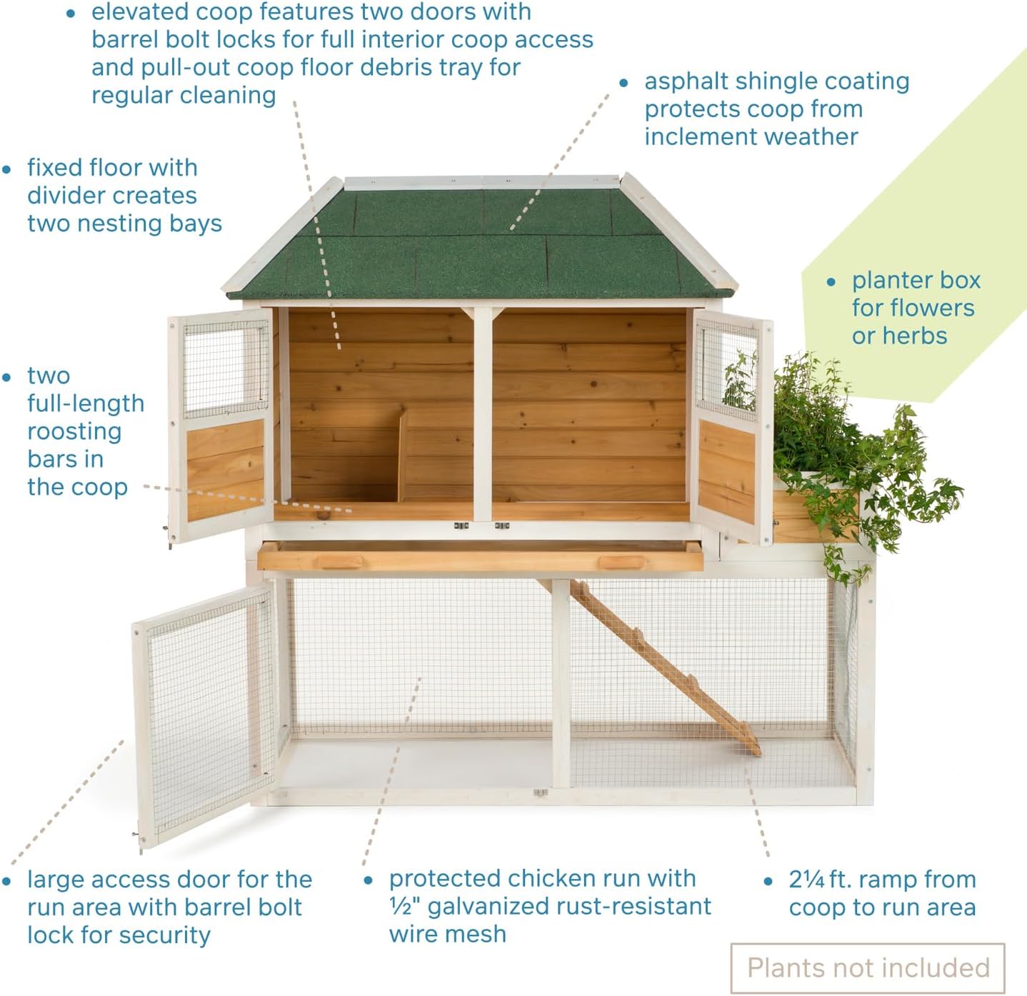 Prevue Pet Products 4701 Chicken Coop with Herb Planter, Natural/White