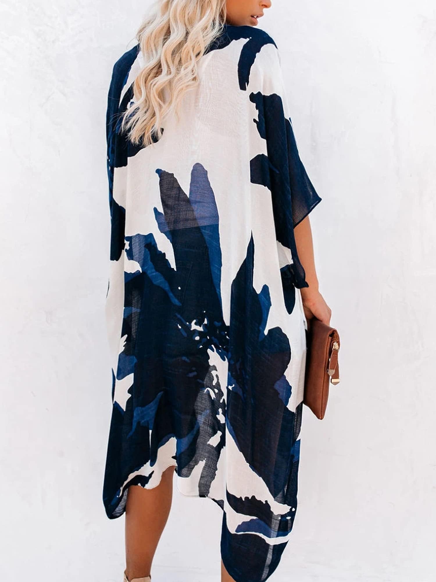 breezy lane Cardigan kimono floral pour femme - Cache-maillot de bain décontracté pour les vacances