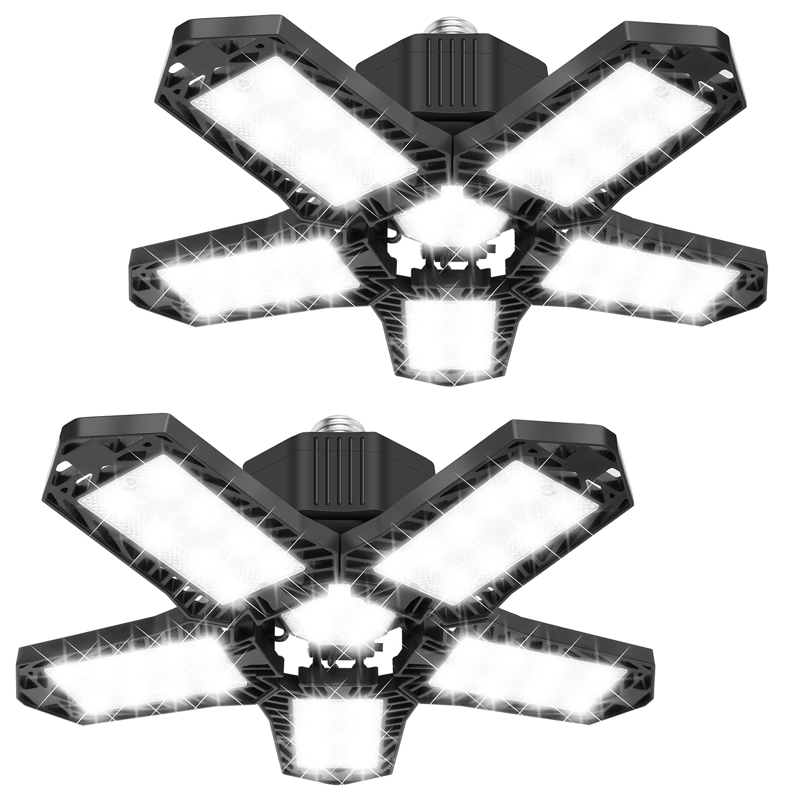 AXUAN 160W LED Garage Light 2 Pack, 16000LM Garage Light with 6 LED Garage Ceiling Lights Panels