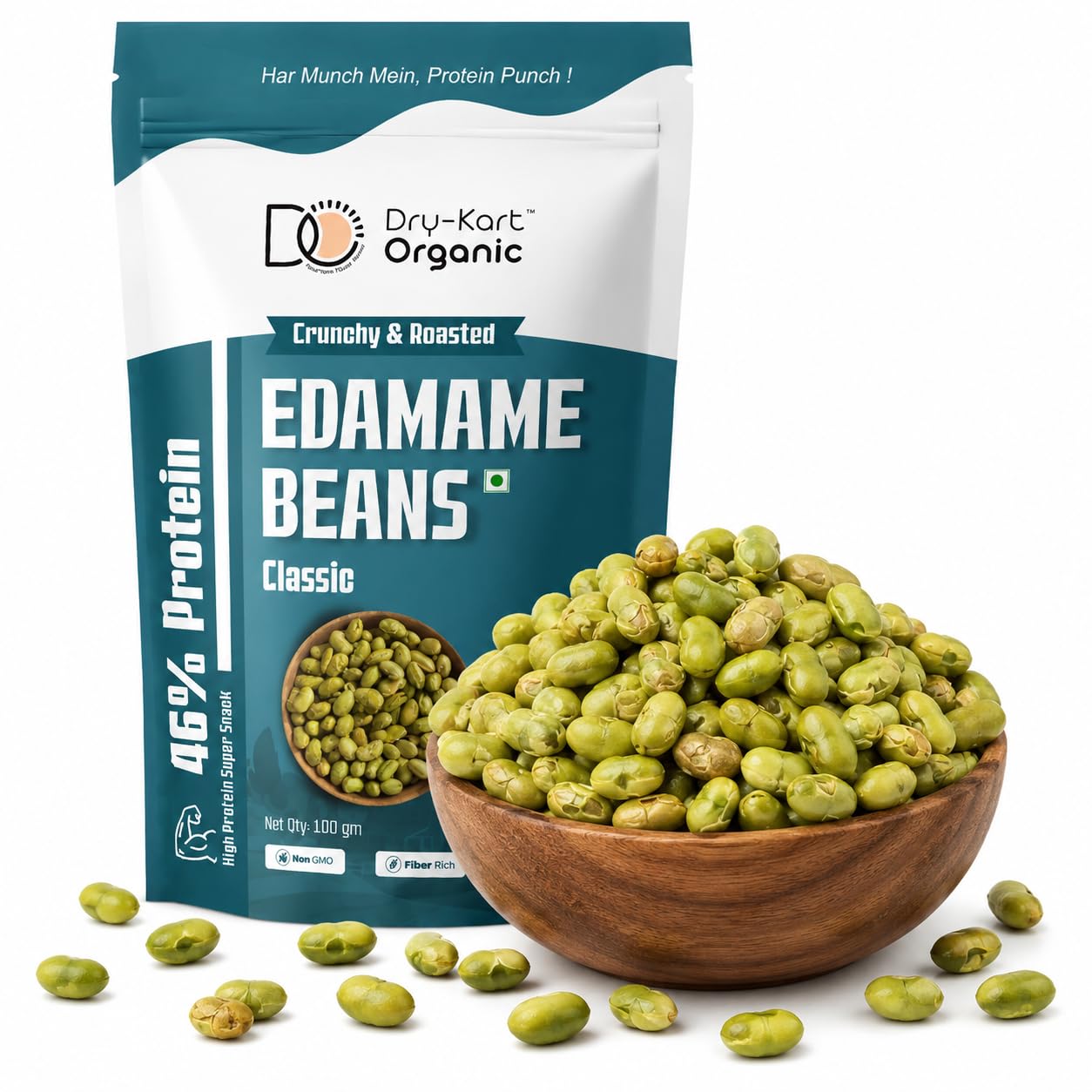 DRY-KART ORGANIC Roasted Edamame Beans- Classic Flovor - 100 g | Once the Secret of Japanese Athletes | India’s High Protein Snack | Delivers 46% Plant Protein | High Fibre, Low Carbs-image-41