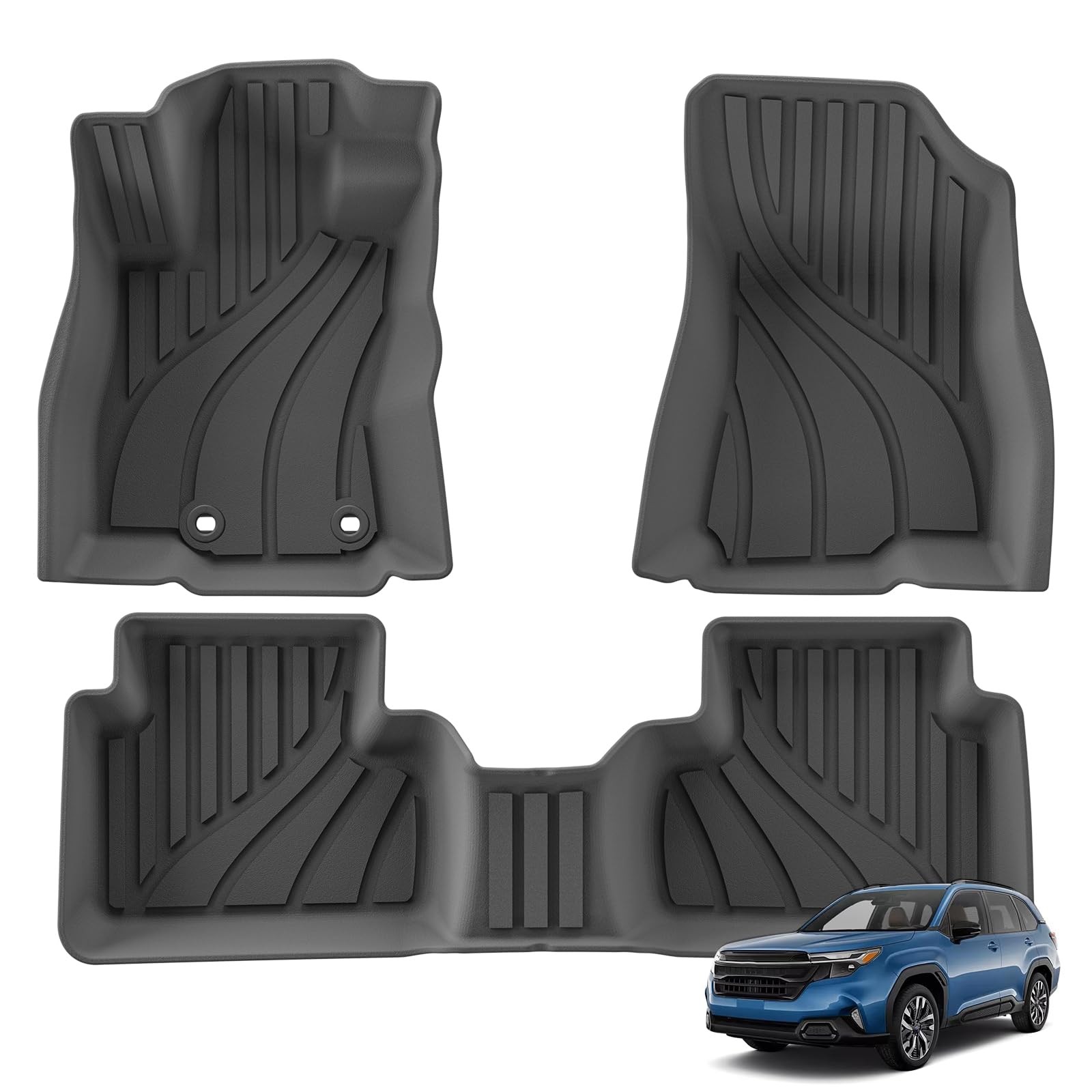 SMABEE Alfombrillas para Subaru Forester 2025 para todo tipo de clima, revestimientos de piso de TPE de 1ª y 2ª fila, accesorios para el interior, color negro