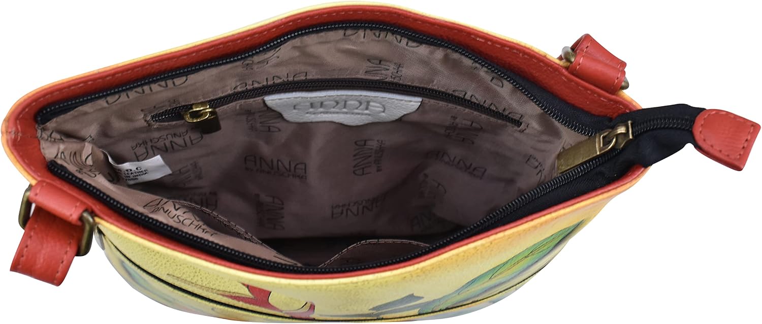Anna by Anuschka Women's Hand-Painted Genuine Leather Slim Cross Shoulder Bag