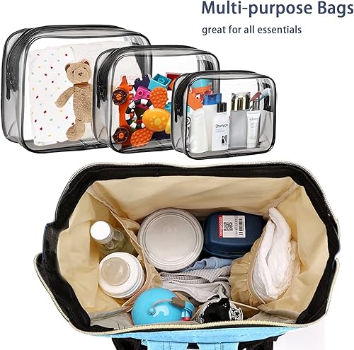 Miniatura 2 de Bolsa de pañales con bolsas organizadoras, bolsas de pañales multifunción para el cuidado del bebé, mochila de viaje de gran capacidad, Azulclaro,