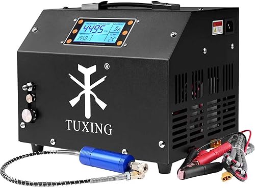 Miniatura 1 de TUXING Compresor de aire PCP de 4500 psi, compresor de alta presión de parada automática ajustable, versión de pantalla LCD, equipado con sistema de