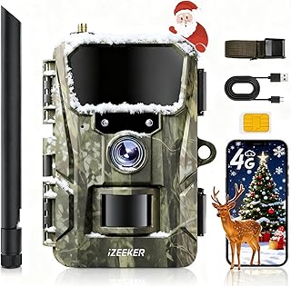 iZEEKER 2 in 1 Cloud 4G & Standard Wildkamera, 2K HD 48MP Wildkamera mit Bewegungsmelder Nachtsicht App-Steuerung Time Lapse Loop Aufnahme Kein WLAN IP66 Wasserdicht mit SIM-Karte für Wildtiere