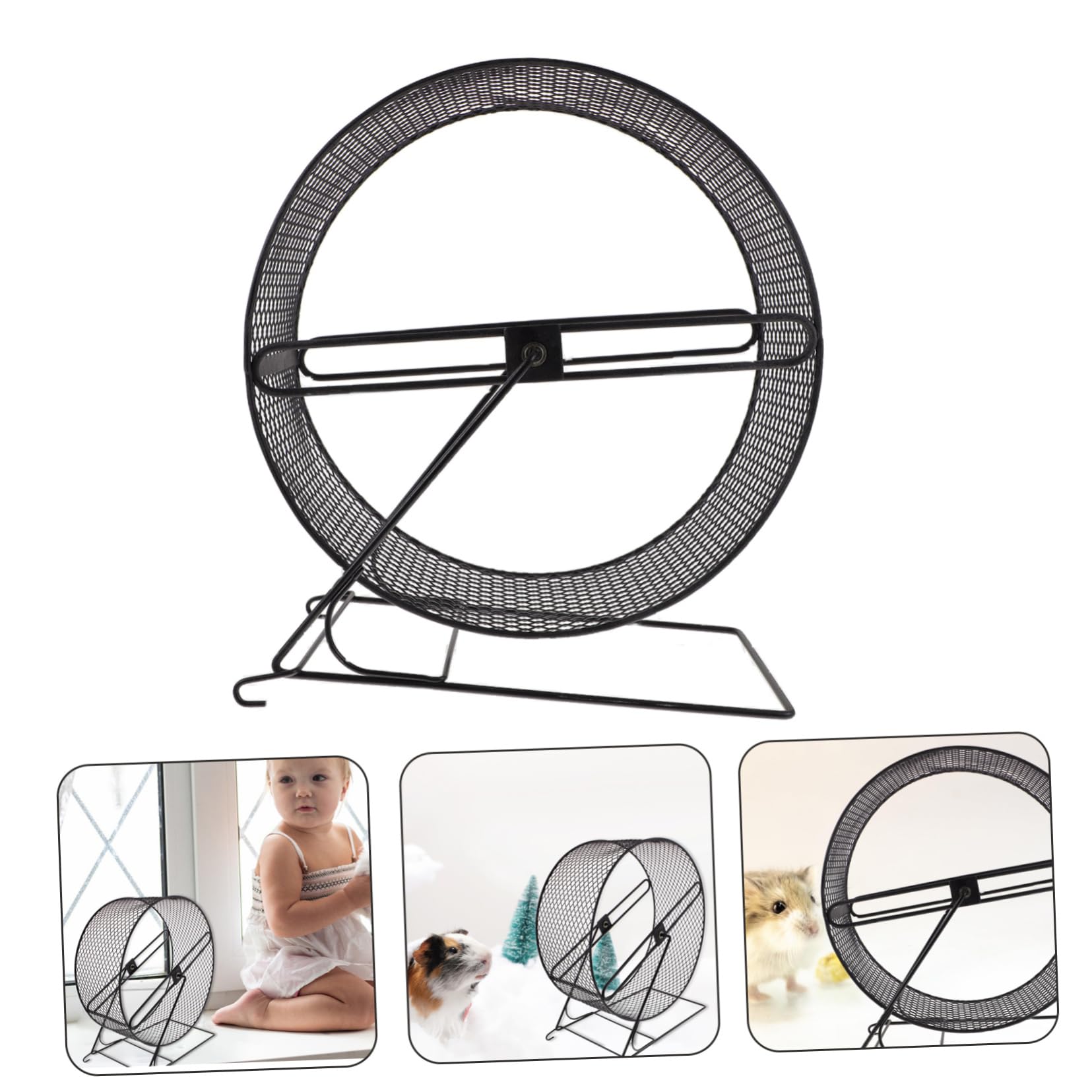 FRCOLOR Hamster Running Wheel Hamster Wheel for Running Wheels Small Animal Chinchilla Wheel 15 inch Black White Silent Rat Wheel Dwarf Hamster Wheel Glider 28c Hamster Supplies Iron Large
