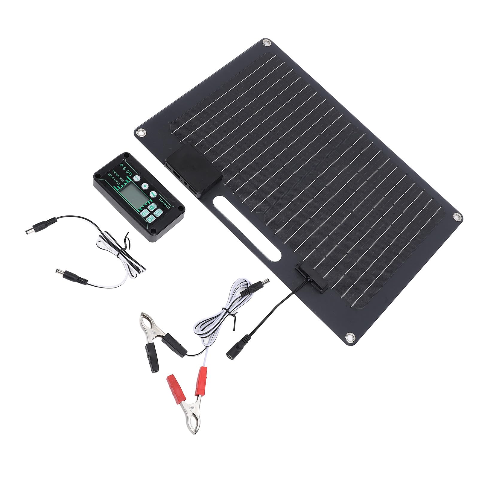Kit caricatore pannello solare 100W con doppia uscita USB per dispositivi mobili, ideale per e barca, nero monocristallino