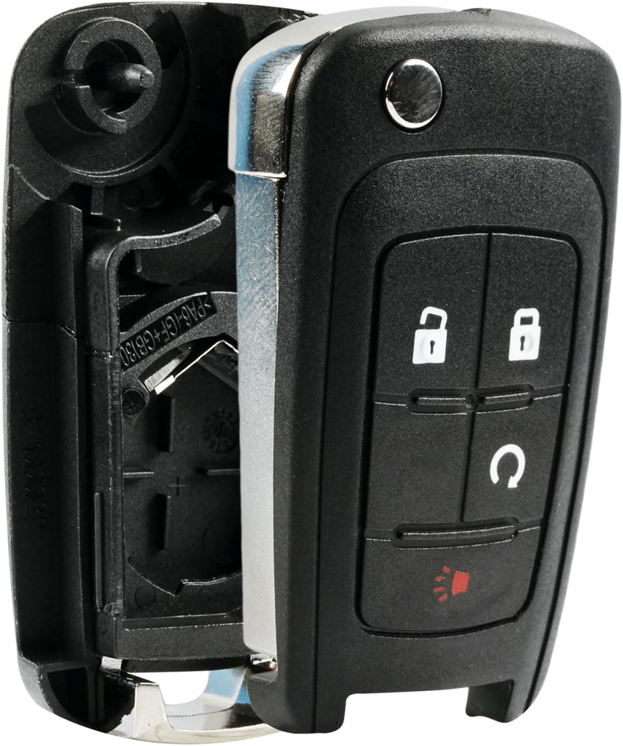 Key Fob Keyless Entry Remote Flip Shell Case & Pad fits Chevy 2010-2017 Equinox / 2012-2017 Sonic / 2015-2017 Trax/GMC 2010-2017 Terrain
