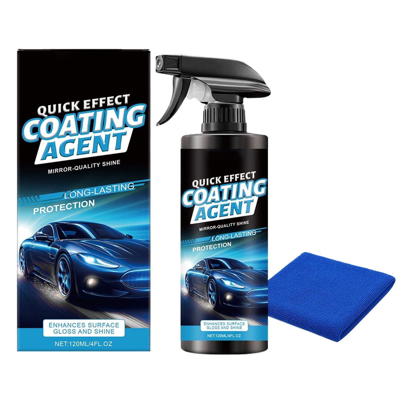 Muiltvoe Car Coating Agent, Restorer Detailer, High-Gloss Quick Auto Coat Spray for Trucks Motorcycles Sedans Pickups Scooters, Daily Garage Road Trip Glass Metal Protection