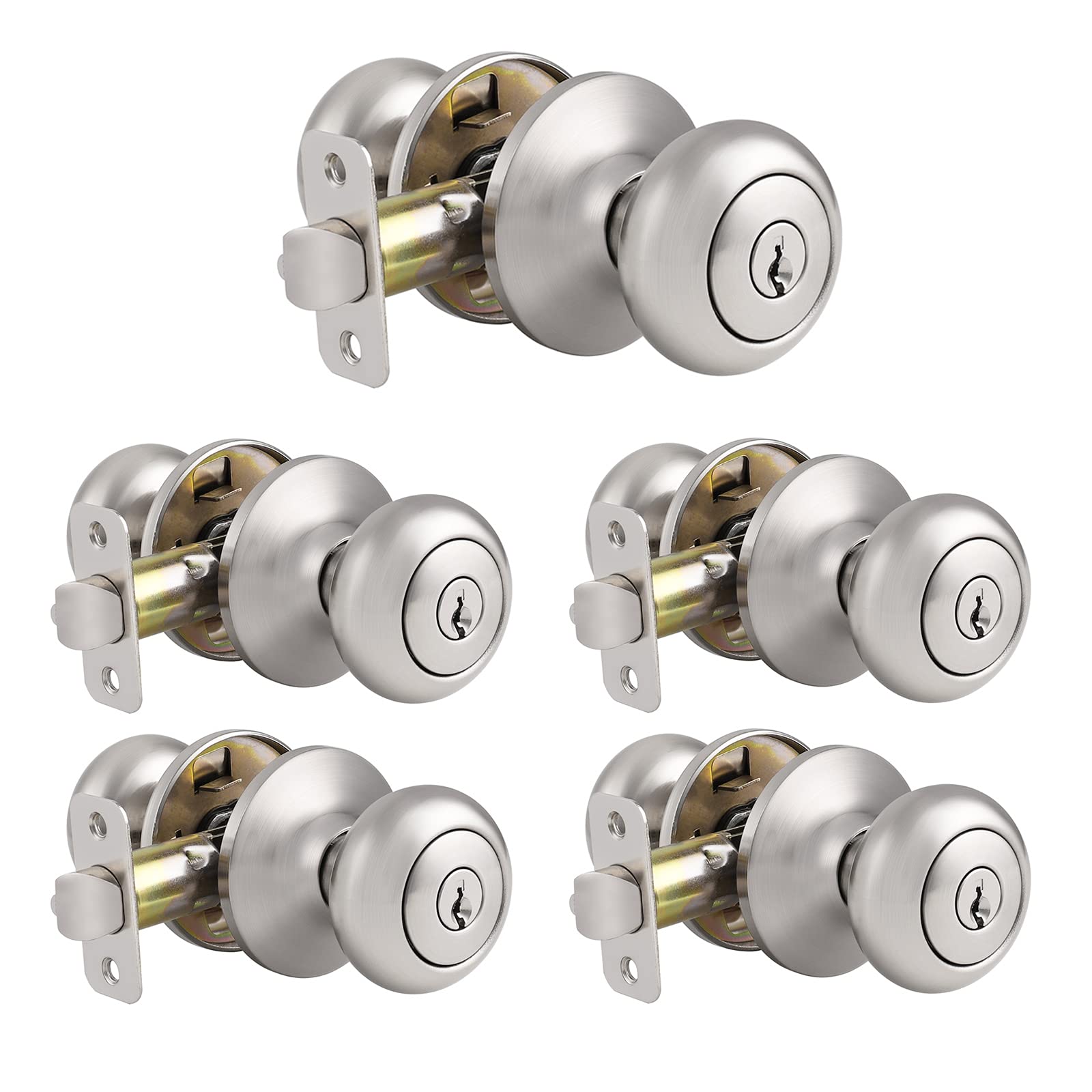 Probrico Entry Door Knobs - Keyed Locks, 3 Pack -10 Probrico Entry Door Knobs - Keyed Locks, 3 Pack -10