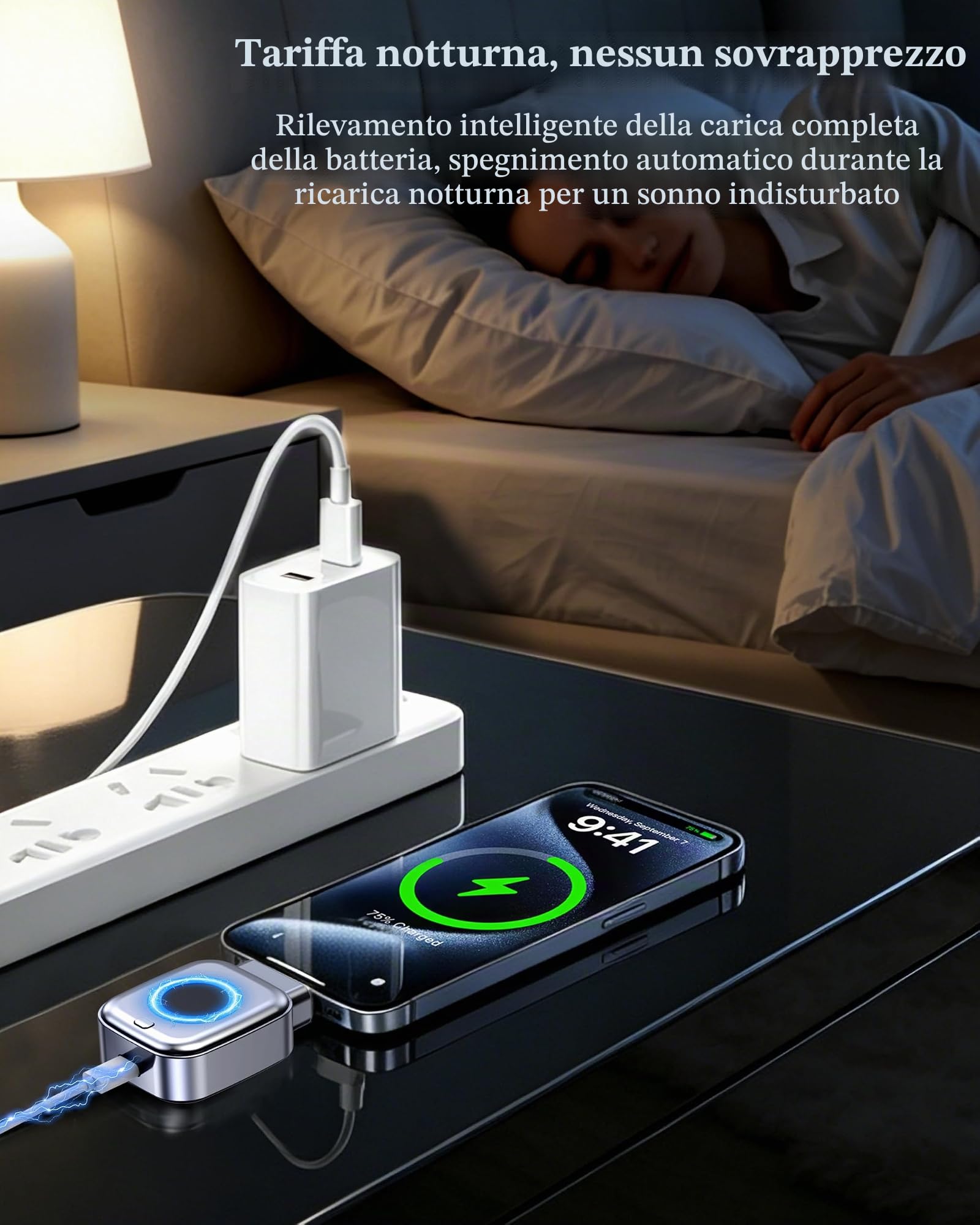 Adattatore di ricarica intelligente con arresto auto : supporta caricabatterie rapidi PD fino a 140 W con interruzione fisica,timer di spegnimento auto per telefoni,tablet e tutti i dispositivi Type-C