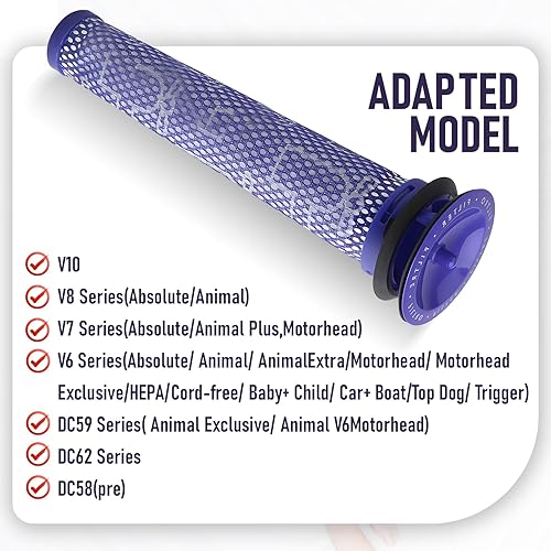 Miniatura 5 de ALSTON Paquete de 3 filtros de repuesto para aspiradora Dyson V6 V7 V8 V10 DC58 DC59 DC62 filtro HEPA compatible con Dyson V6 V7 V8 DC59 DC58