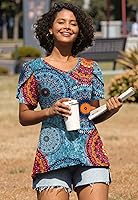 Vista 3 de CATHY 2025 - Blusas de verano para mujer, con mangas cortas, cuello en V, estilo túnica, tallas S-4XL