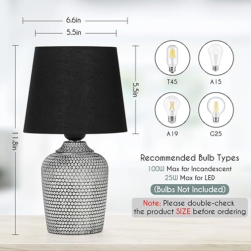 Miniatura 10 de Juego de 2 lámparas de mesa pequeñas de 12 pulgadas, lámparas de mesita de noche para dormitorio, habitación de los niños, bonitas lámparas de