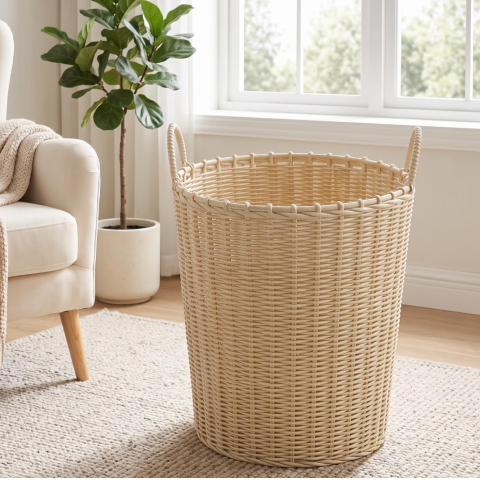 Cesto Biancheria Effetto Rattan Stabile, size to 2