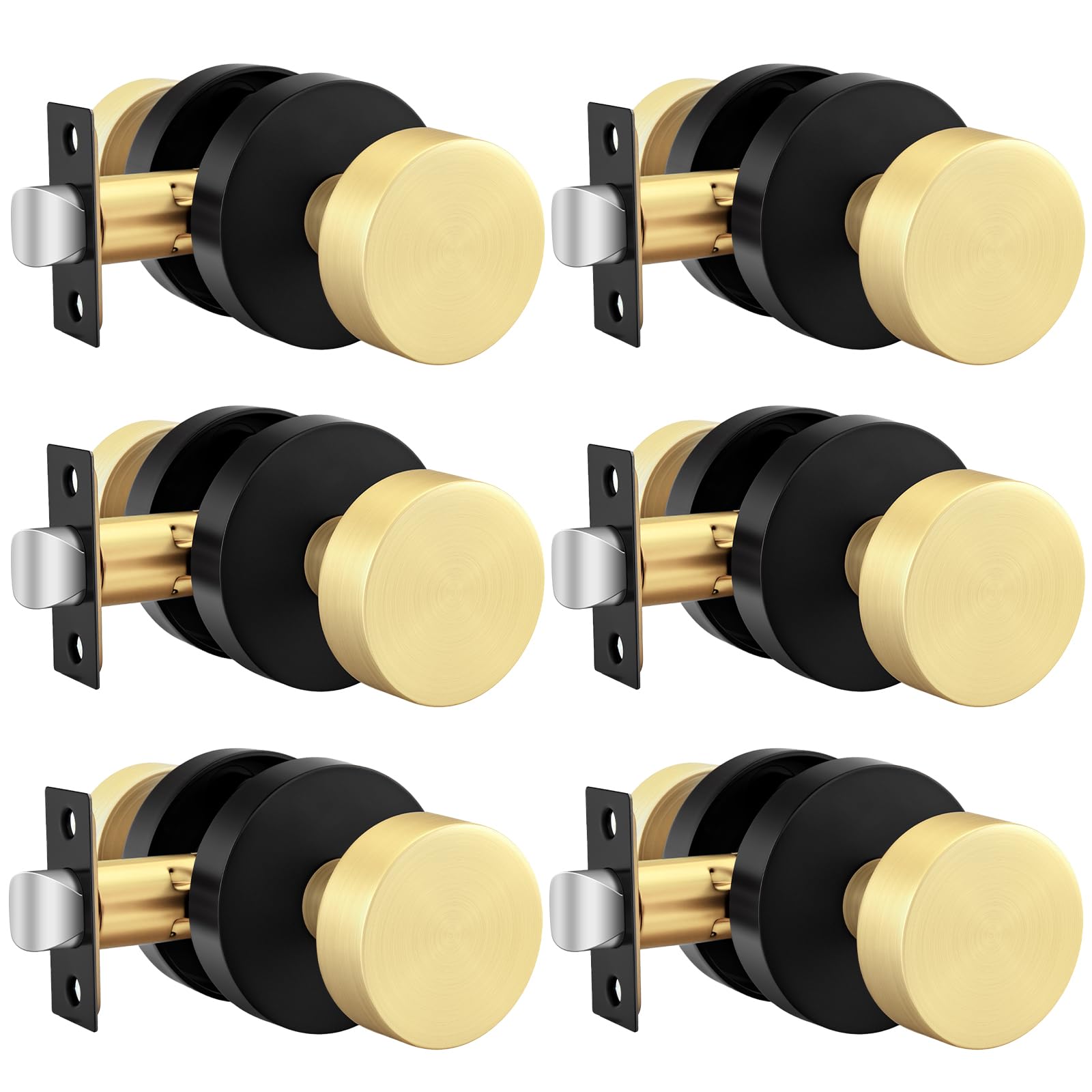 Goldenwarm Matte Black Door Knobs - 6 Pack -19