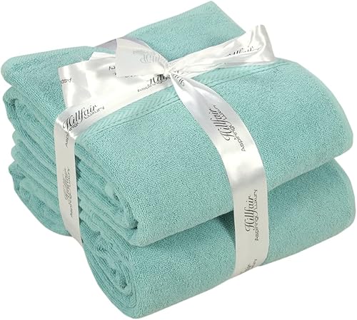 Vista 122 de HILLFAIR Juego de 12 toallas de algodón de 21.16 oz/m², 2 toallas de baño, 4 toallas de mano, 6 toallas de baño, toallas absorbentes de algodón Azul
