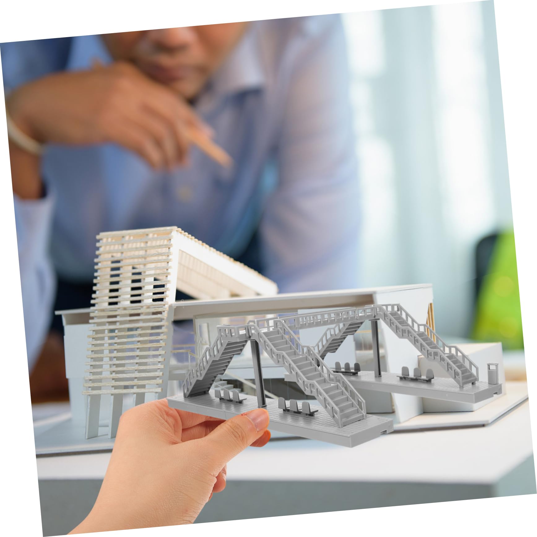 KOMBIUDA 5juegos Modelo De Puente Peatonal Decoración De Ferrocarril Escenario Urbano Miniatura De Edificio Accesorio para Paisajismo y Fotografía