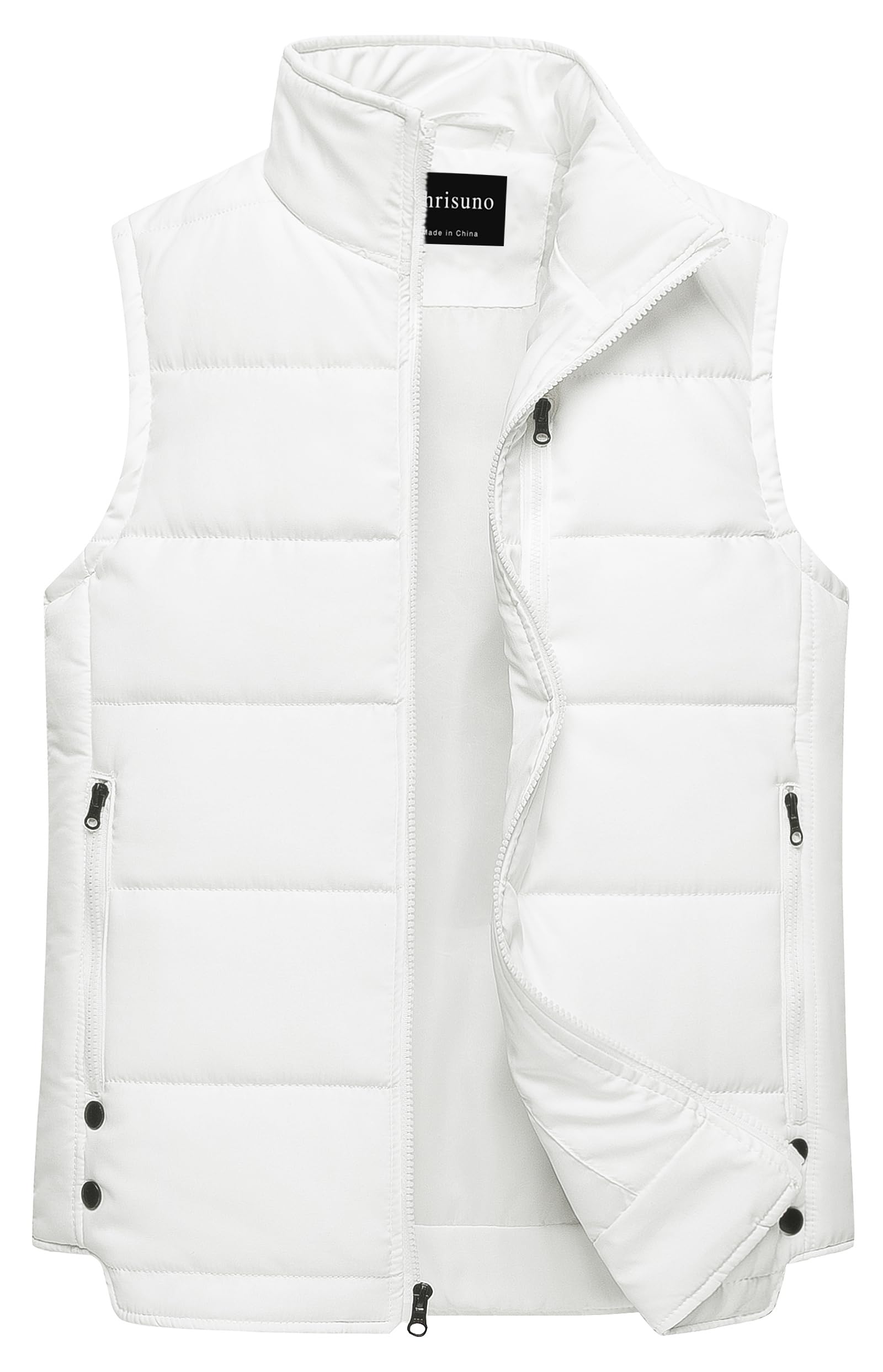 Chrisuno Men's Puffer Vest Outdoor Casual Jacket Stand Collar Padded Vest Coats