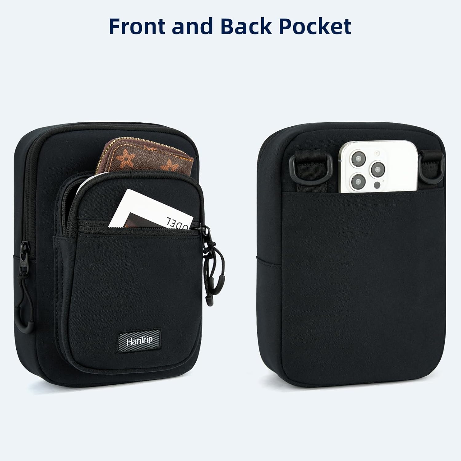 Durable Crossbody Bag for Men and Women Adjustable Shoulder Sling Bag with Multiple Zipper Pockets Unisex Daypack - Image 5