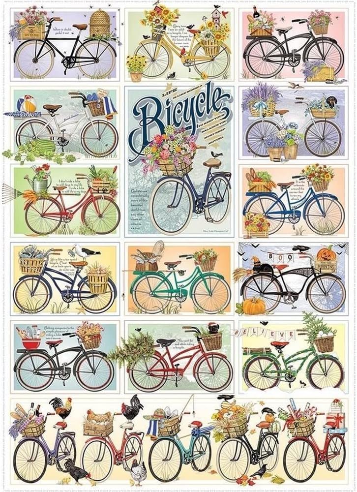 Cobble Hill 1000 Piece Puzzle - Bicycles - Sample Poster Included