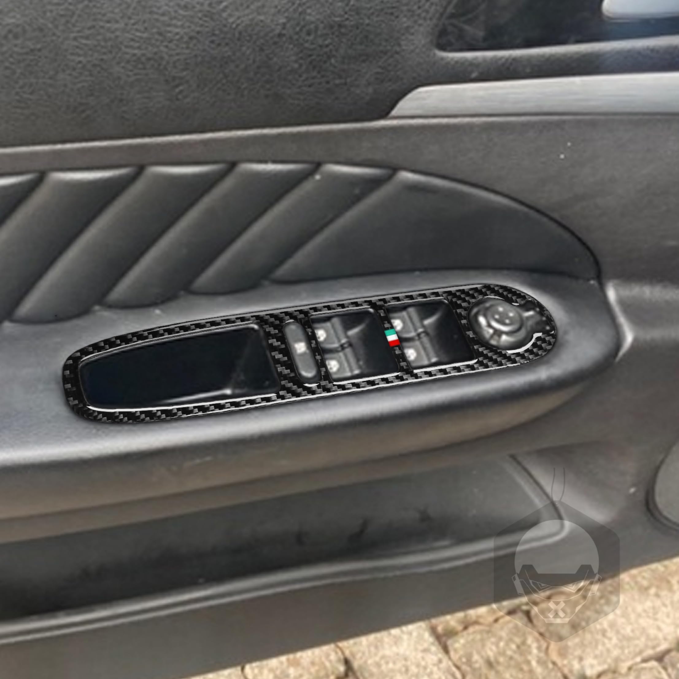 Mascherina adesiva in fibra di carbonio, accessori decorativi compatibili con Alfa Romeo 159 2005-2012 (Italia Classic, maniglia interna sportello, bracciolo, alzacristalli 10)