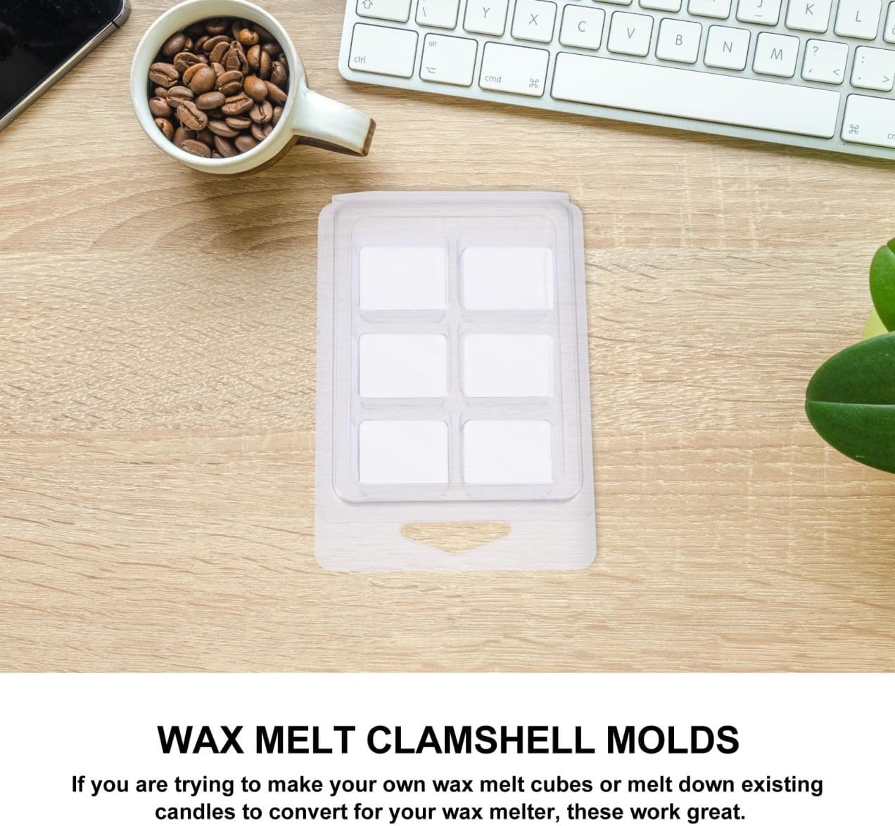 PRETYZOOM 50pcs Wax Melt Mold and Candle Cube Tray PVC Plastic 6 Cavity Soap Cube Mold for DIY Candle Making and Wax Melts Packaging