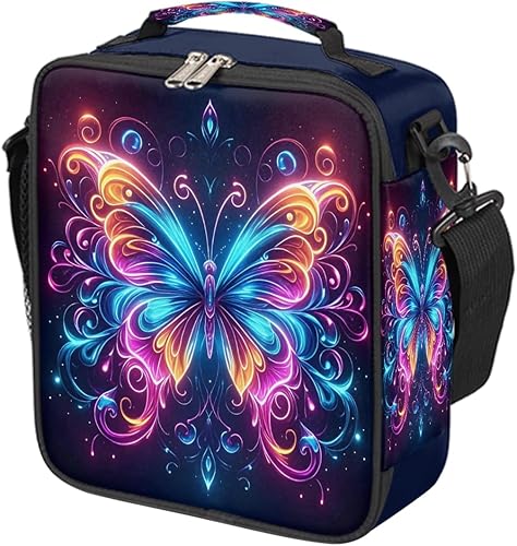 Miniatura 13 de Lonchera con diseño de unicornio y galaxia arcoíris para niños y niñas, bolsa de almuerzo aislada con correa ajustable para el hombro, reutilizable,
