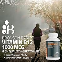 Vista 3 de Bronson Vitamina B12 1000mcg Fórmula una vez al día sin OMG, 250 tabletas vegetarianas
