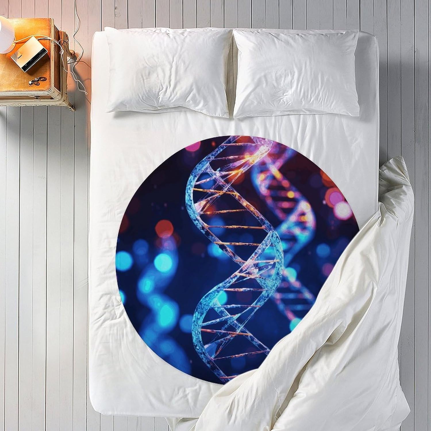 DNA Genetic Helix Blanket-Soft & Warm of Anti-Pilling Beach Towel,Softnes Lightweight Throw Circular Blankets for Couch All Season Bedroom Home Decor Gifts(Women Men)