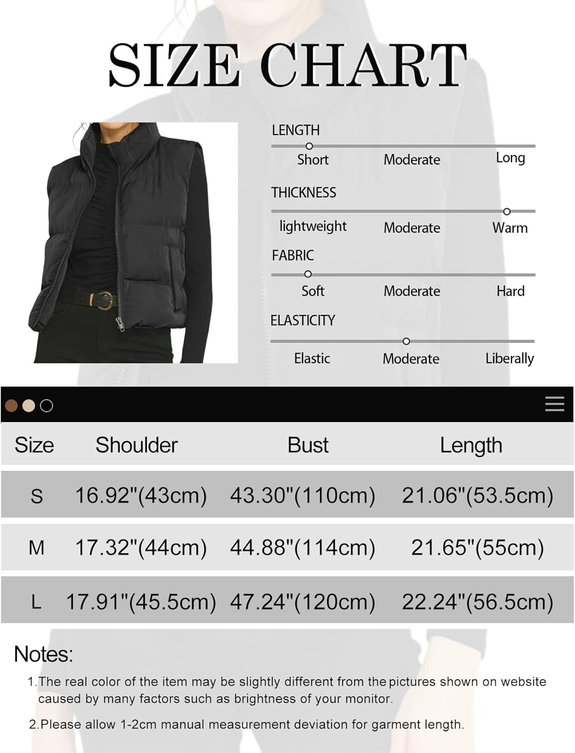 Gihuo Women's Winter Cropped Puffer Vest Stand Collar Zip Up Sleeveless Padded Jacket Lightweight Outerwear - Image 7