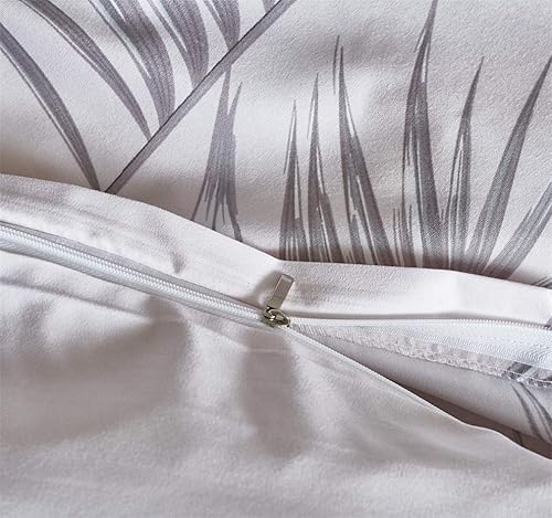 Miniatura 5 de Juego de funda de edredón tamaño individual, ultra suave, cómodo, transpirable, color rosa claro, juego de funda de edredón con hojas botánicas (no