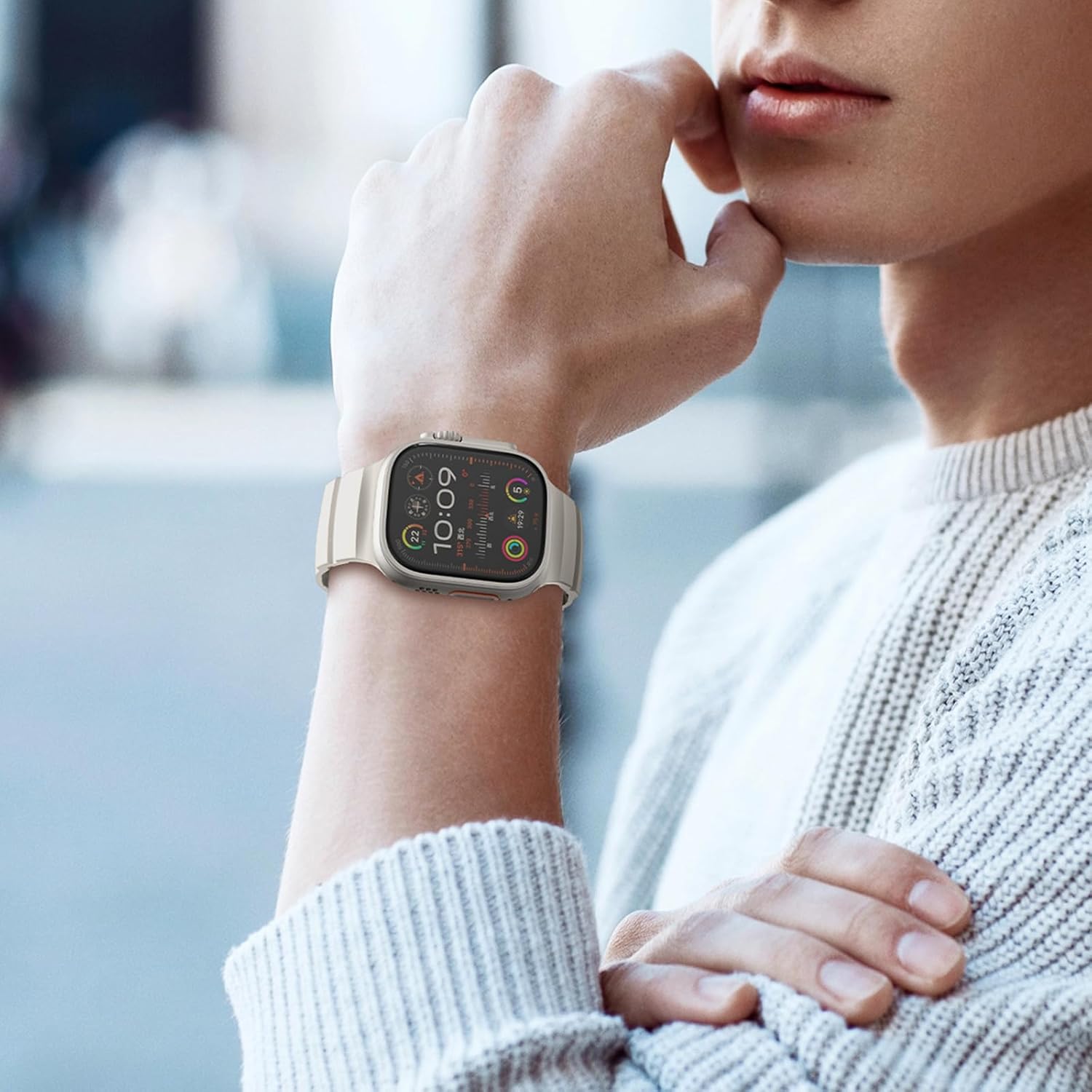 Magnetic Folding Clasp Silicone Watch Band for Apple Watch Ultra 1/2/3, Series 4-11, SE 1-3, Compatible with 49mm 46mm 45mm 44mm Models - Image 6