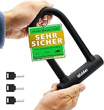 WIDDER kleines Bügelschloss Fahrrad [Hochsicherheitsschloss nur 800g] – 14mm Massiv Stahl Bügel – Fahrradschloss hohe Sicherheit – Halterung & 3 Schlüssel, e Bike Lock e Scooter U Lock Rennrad Schloss