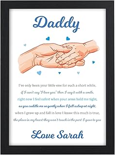 Daddy Holding Hands Poem Print Gifts - Daddy And Son Daughter Gifts - PERSONALISED Daddy Gifts From Daughter Son Baby Boy Girl - 1st First Fathers Day Gifts from Baby - Gifts For New Dad - Daddy To Be