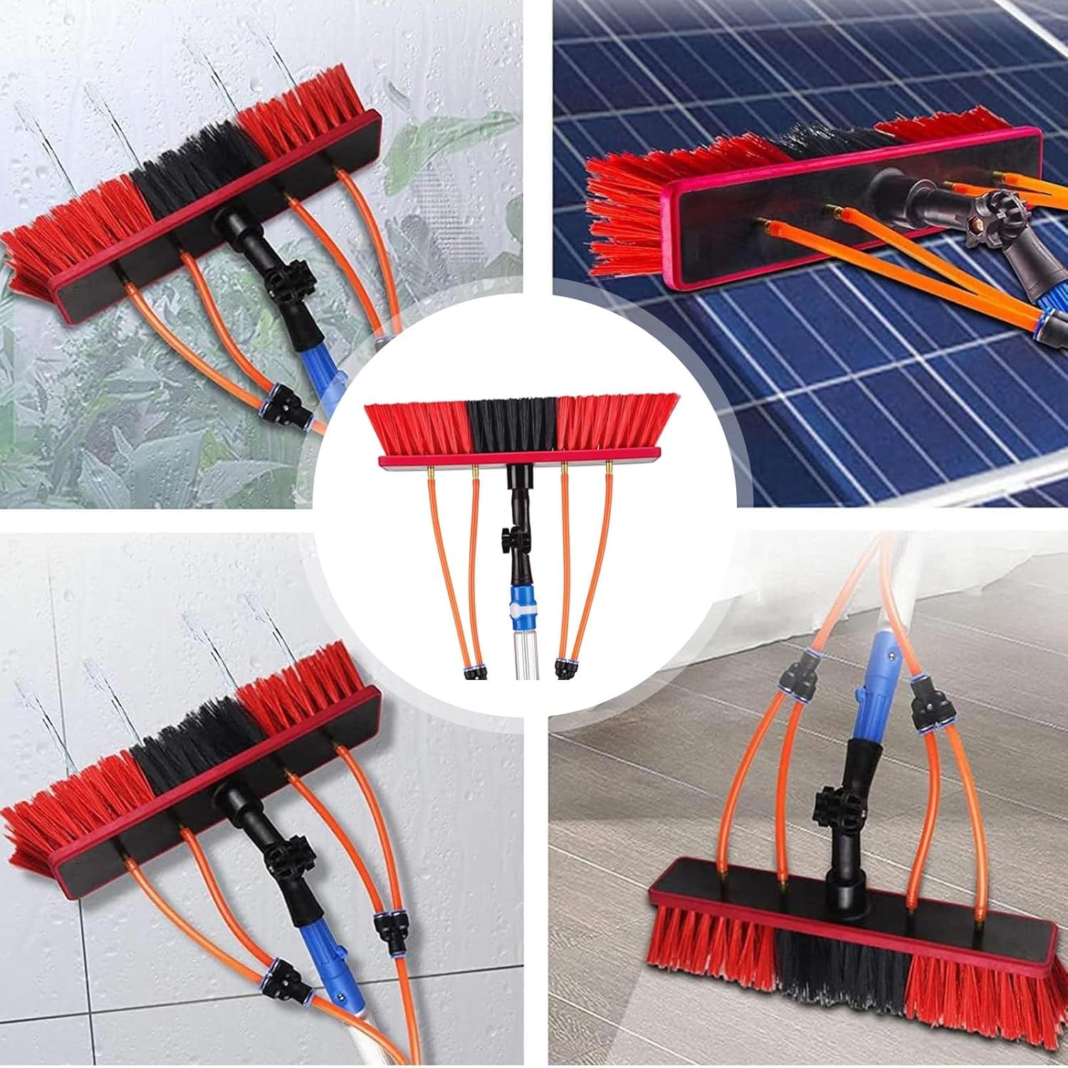 Lavavetri Con Manico Telescopico, Pulizia Fotovoltaica, Asta Telescopica 3m-12m, Spazzola Telescopica Di Lavaggio Per Pannelli Solari Fotovoltaici, Finestre, Spazzola Di Lavaggio Aut(Size:300cm/9.8ft)