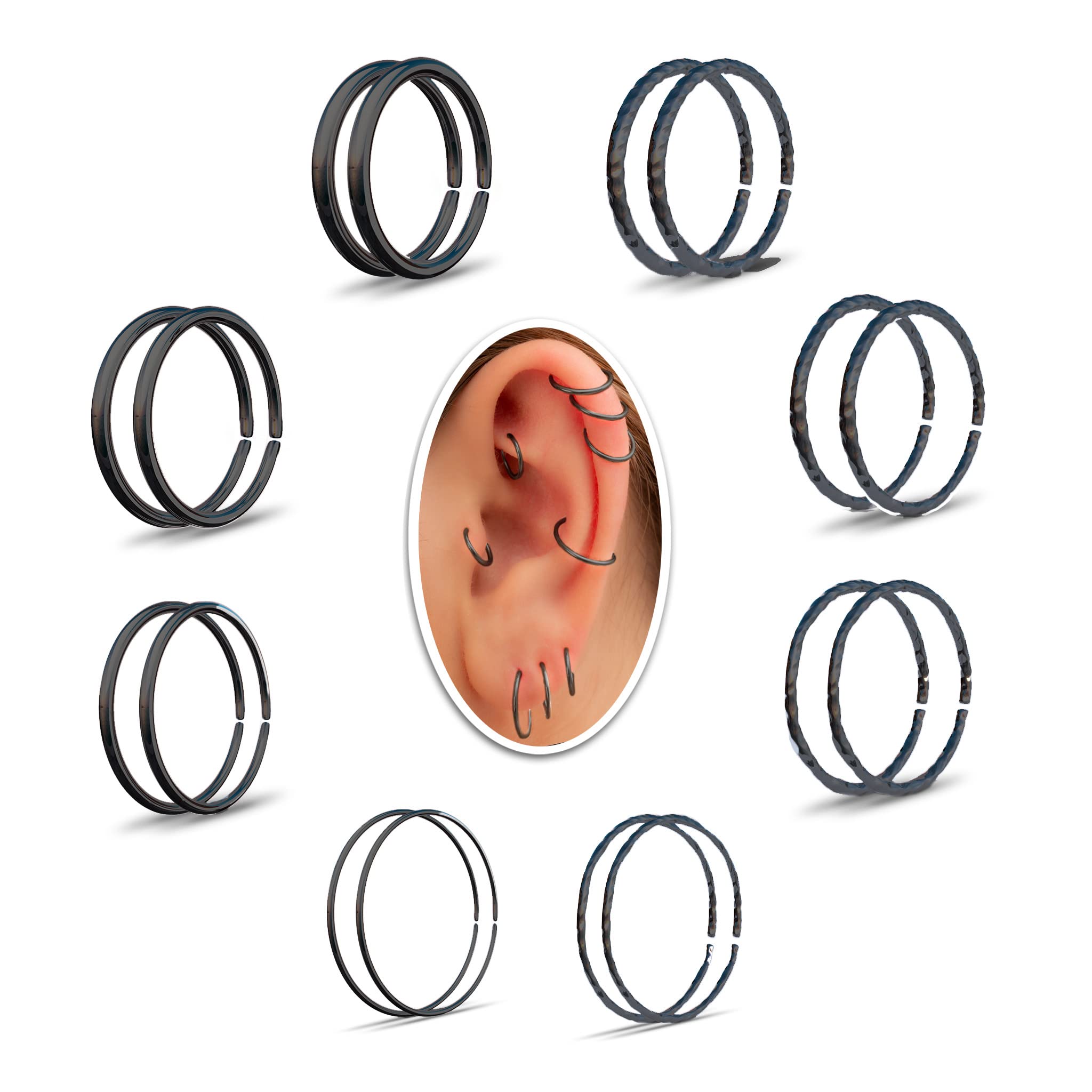 Small Gold Helix Ring Huggie Hoop Earrings for Women Snug Cartilage Nose Helix Tragus Hoop (Gold, 5mm 24 gauge / 1 pair) — view 20