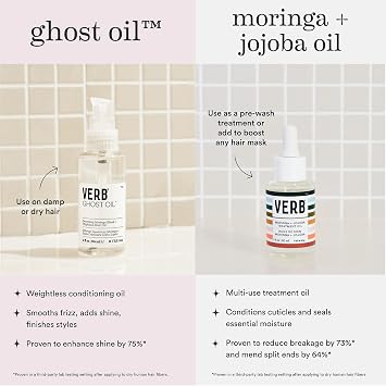 Verb Ghost Oil - Smoothing Moringa Blend + Weightless Hair Oil 2oz (Pack of 2)