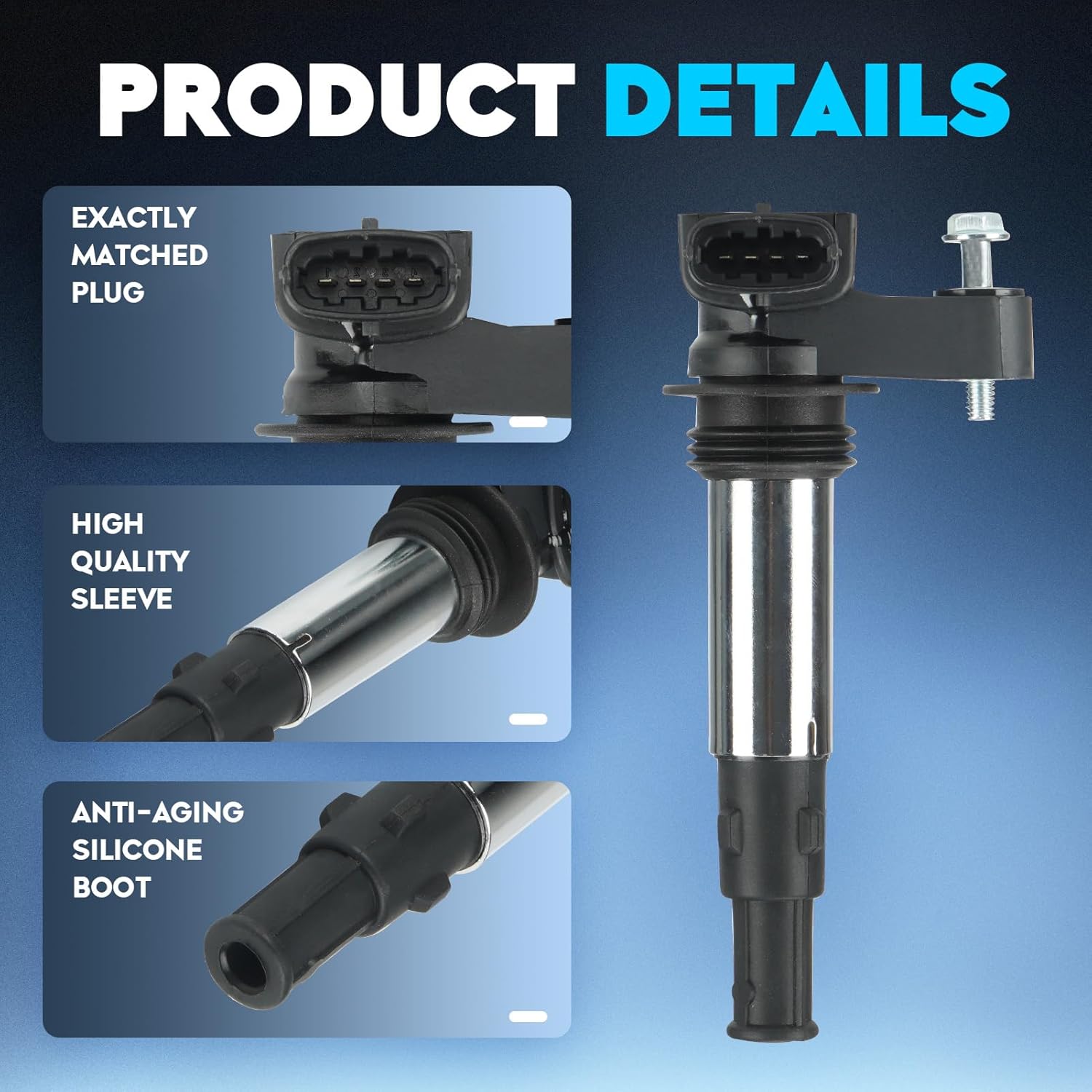 Ignition Coils Pack & Iridium Spark Plugs UF375 for Buick Cadillac Allure Enclave LaCrosse Rendezvous CTS SRX STS 2004 2005 2006 2007 2008 2009 3.6L 3.6 UF-375 C1508 GN10309-6 Set