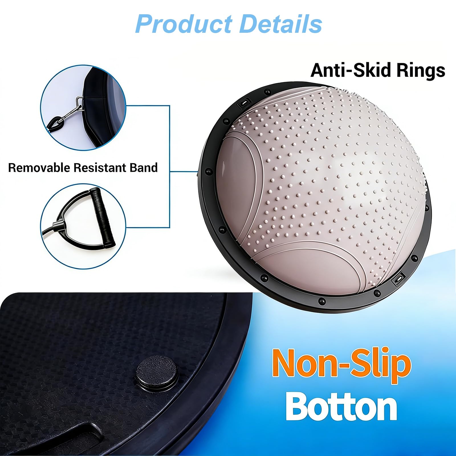 58CM Balance Ball Trainer mit taktilen Noppen, Stärkung der Rumpfkraft, Linderung von Muskelschmerzen, Fußmassage, Body Balance Krafttrainingsball für Physiotherapie, Rumpfkraft, Fitnessstudio usw