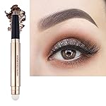 LGSZGDCN Brown Eyeshadow stick and Sponge Makeup Brush,Smooth Cream Shimmer Eye Shadow Pencil Long Lasting Waterproof Glitter Primer Palette Hypoallergenic Highlighter eyes Look