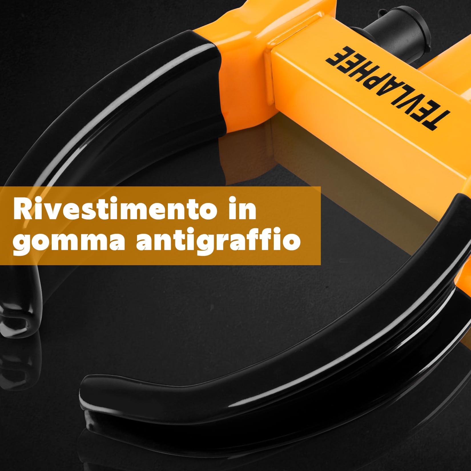 Tevlaphee Antifurto Blocca Routa Alta Sicurezza, Universale, Regolabile, Serratura Anti-Perforazione, Ganascia Blocca Ruota,bloccaruota auto con Blocco di Nucleo in Rame con 3 Chiavi (Nero & Giallo)