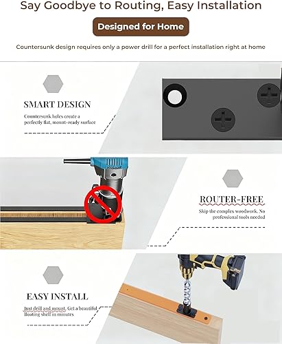 Miniatura 3 de 2 piezas Soporte de Estante Flotante de Servicio Pesado Soporte de Repisa Flotante Metal Negro Decorativo Hardware de Estante Flotante Oculto