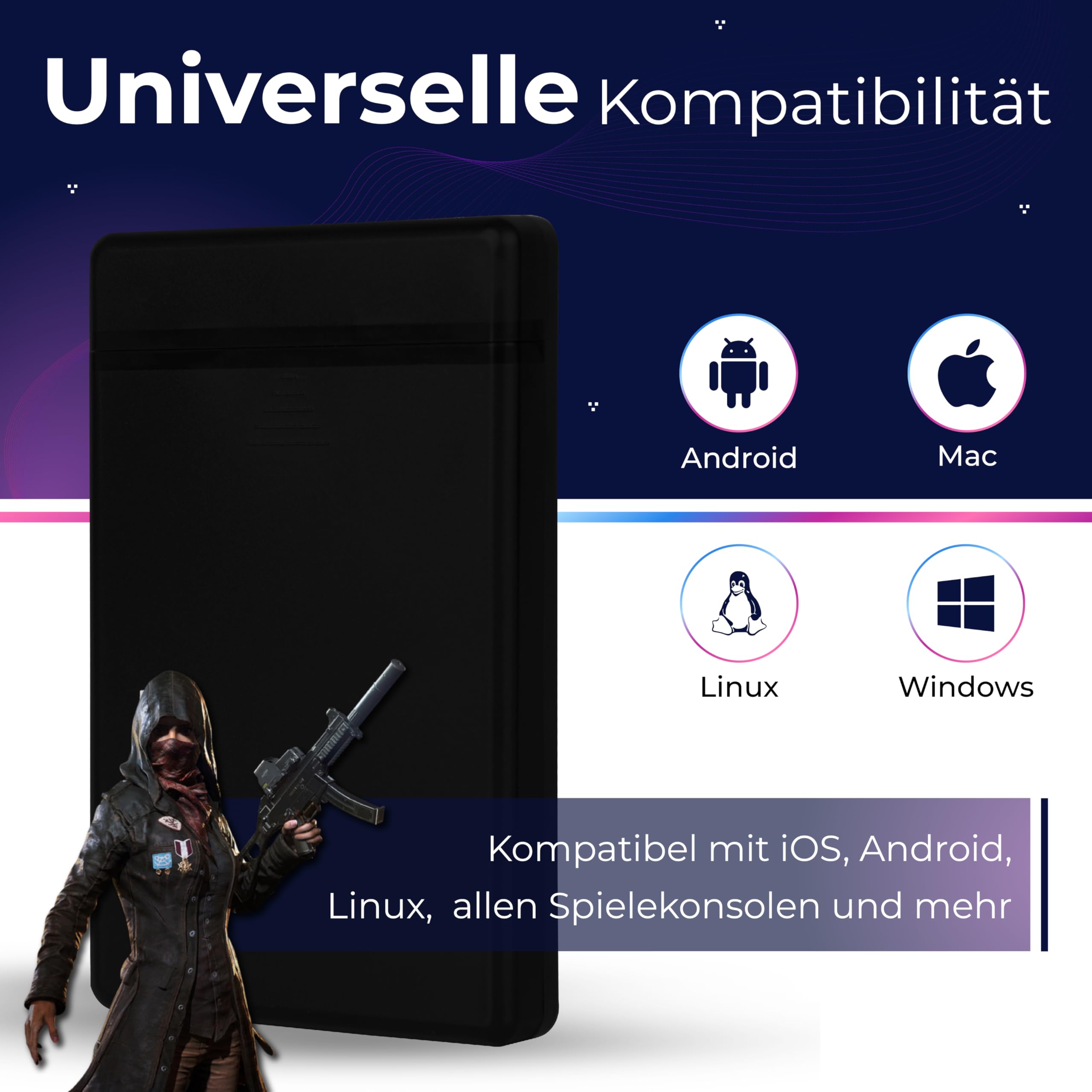 Storite 1 TB externes Gaming-Laufwerk, 2,5-Zoll-Festplatte, tragbare Externe USB 3.0-Festplatte, Speicherung und Sicherung, Game Drive für PS4, PS3, PC-Spiele, Android (Schwarz)