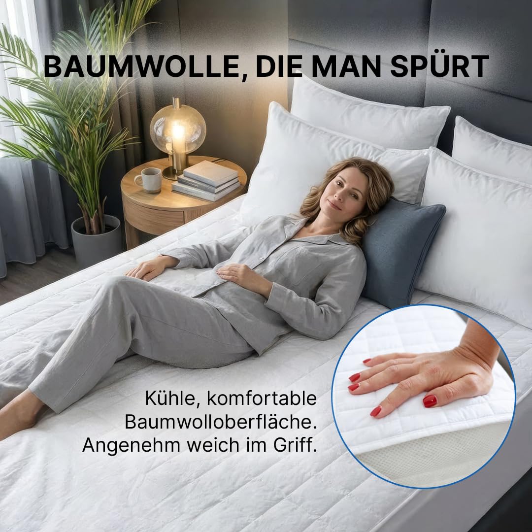 MKS.® Matratzenschoner 180x200 cm Wasserdicht & Atmungsaktiv - Weiche Baumwolle Matratzenauflage mit Eckgummis, Nässeschutz Inkontinenzunterlage, Allergikergeeignet & Waschbar, Oeko-Tex