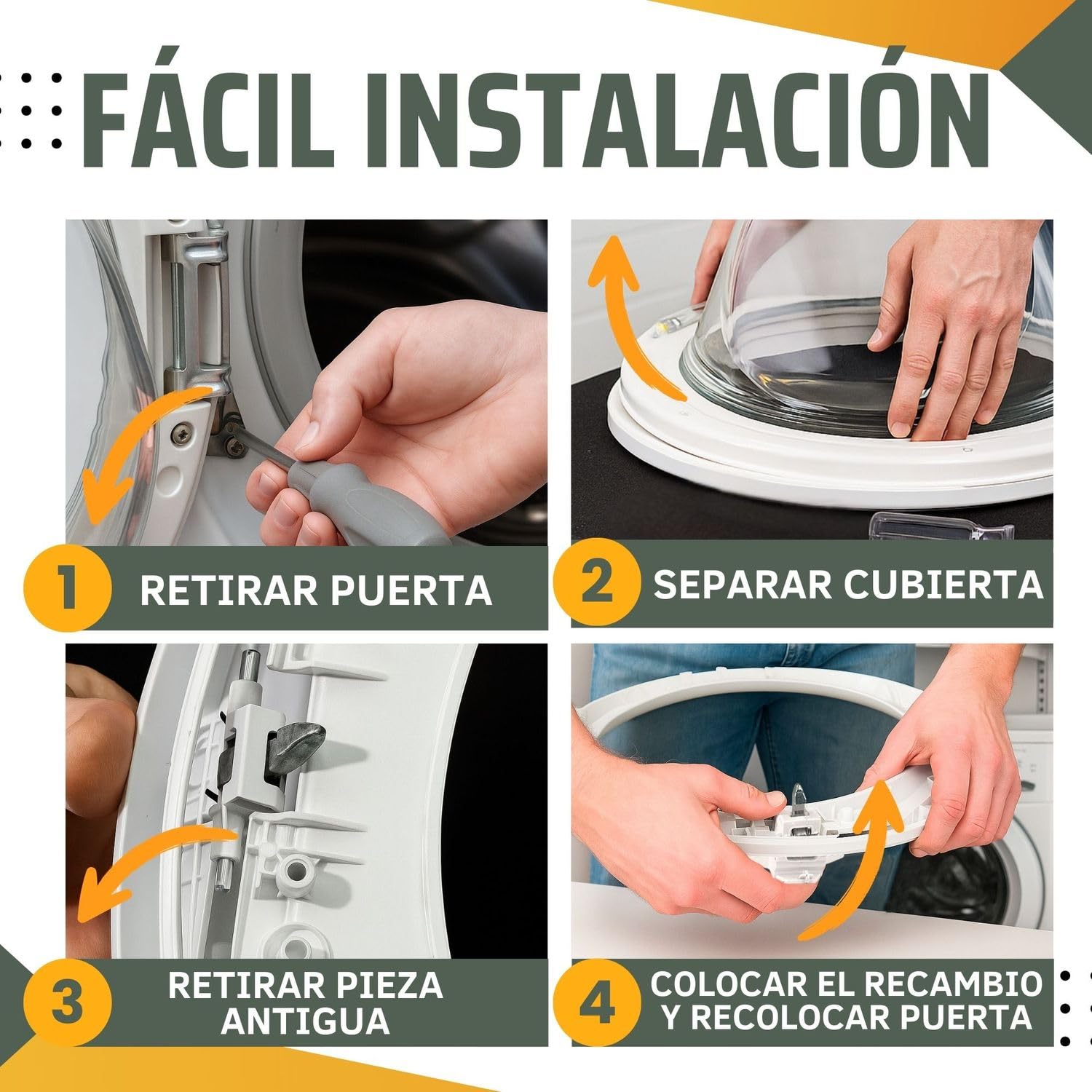 FRAYPA Maneta Lavadora Zanussi - Código 4055304143 - Repuesto De Maneta Para Puerta Lavadora Zanussi - Compatible Con Modelos ZWF71240W, ZWF61400W, ZWF71453BW, ZWF8220WWE — view 4