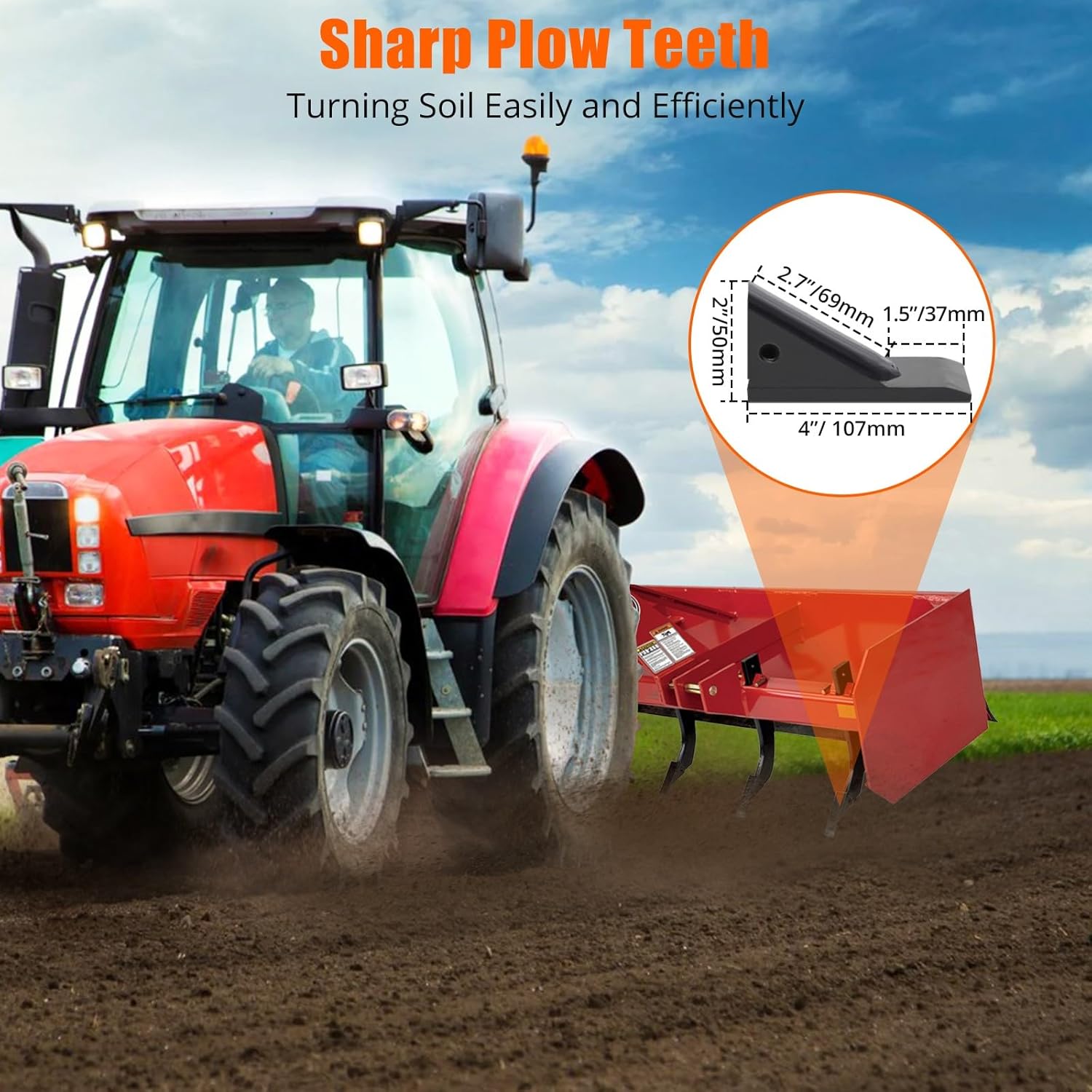 Box Blade for Tractor, 18 Inch Ripper Shanks for Box Blade, Box Blade Shank with 4 Holes, Ripper Point/Scarifier Tooth for Box Blade Shank for Replacement, Digging, Plowing