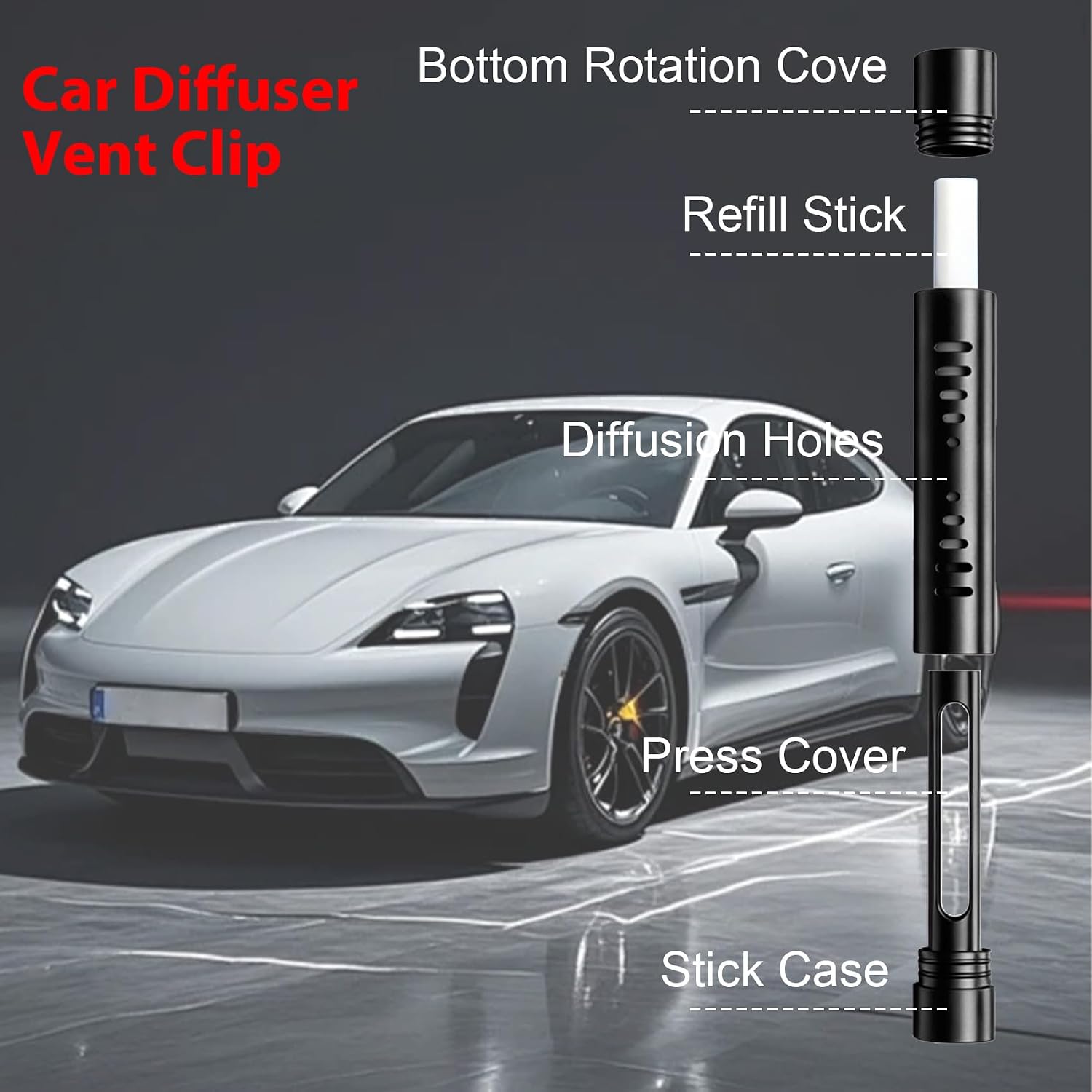 2PCS Car Air Freshener Diffuser Vent Clips, Mini Scent Diffuser with 12 Odorless Refill Sticks, Metal Air Conditioning Outlet Clip, Automotive Fragrance Decoration Accessories for Women Men image 3