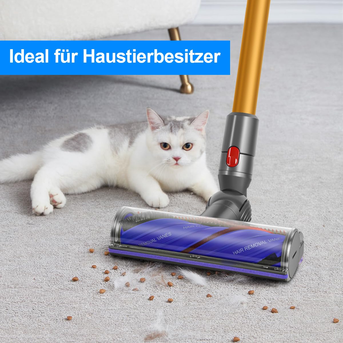 Motorbar Bodenbürste Kompatibel mit Dyson V8 V10 V11 V15 Staubsauger, Anti-Verwicklungs Bürste Gut für Glatte Hartböden und Teppiche